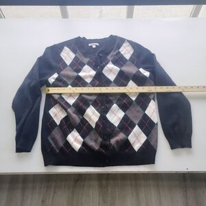 Croft & Barrow Men's Women's Unisex Argyle Cardigan Sweater - Black, White, Red